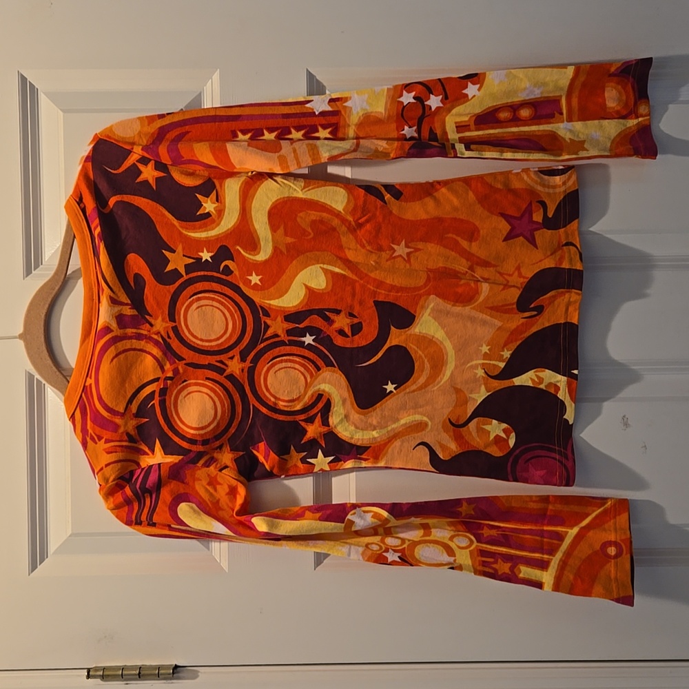 NWT Vintage Y2K Hayes Top S Long Flare Sleeve Custo Barcelona T-shirt Graphic - Picture 9 of 10